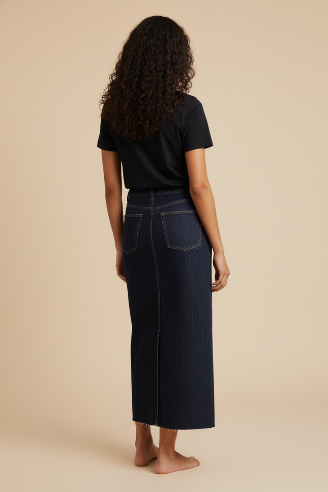 Jupe En Jean Longue Fendue Devant