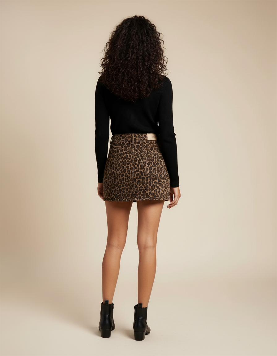 Jupe Jean Léopard Mini Chic Originale