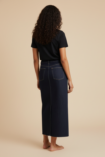 Jupe En Jean Longue Fendue Devant