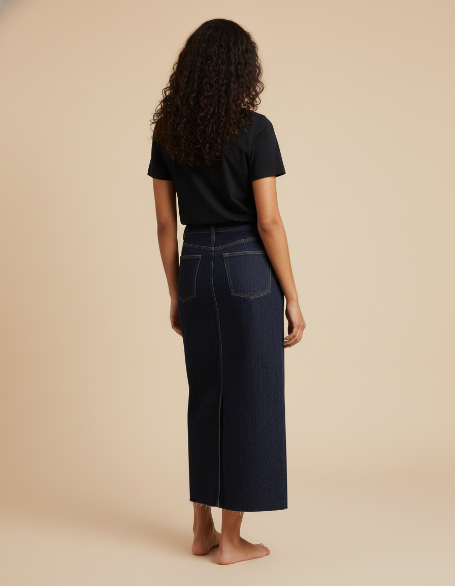 Jupe En Jean Longue Fendue Devant