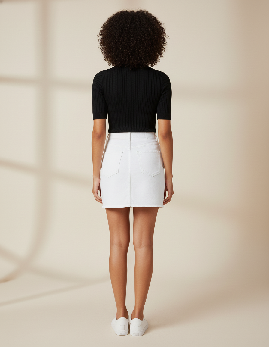 Jupe Courte En Jean Boutonnée Devant