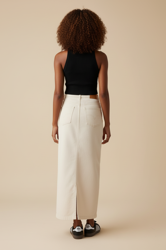 Jupe En Jean Longue Beige