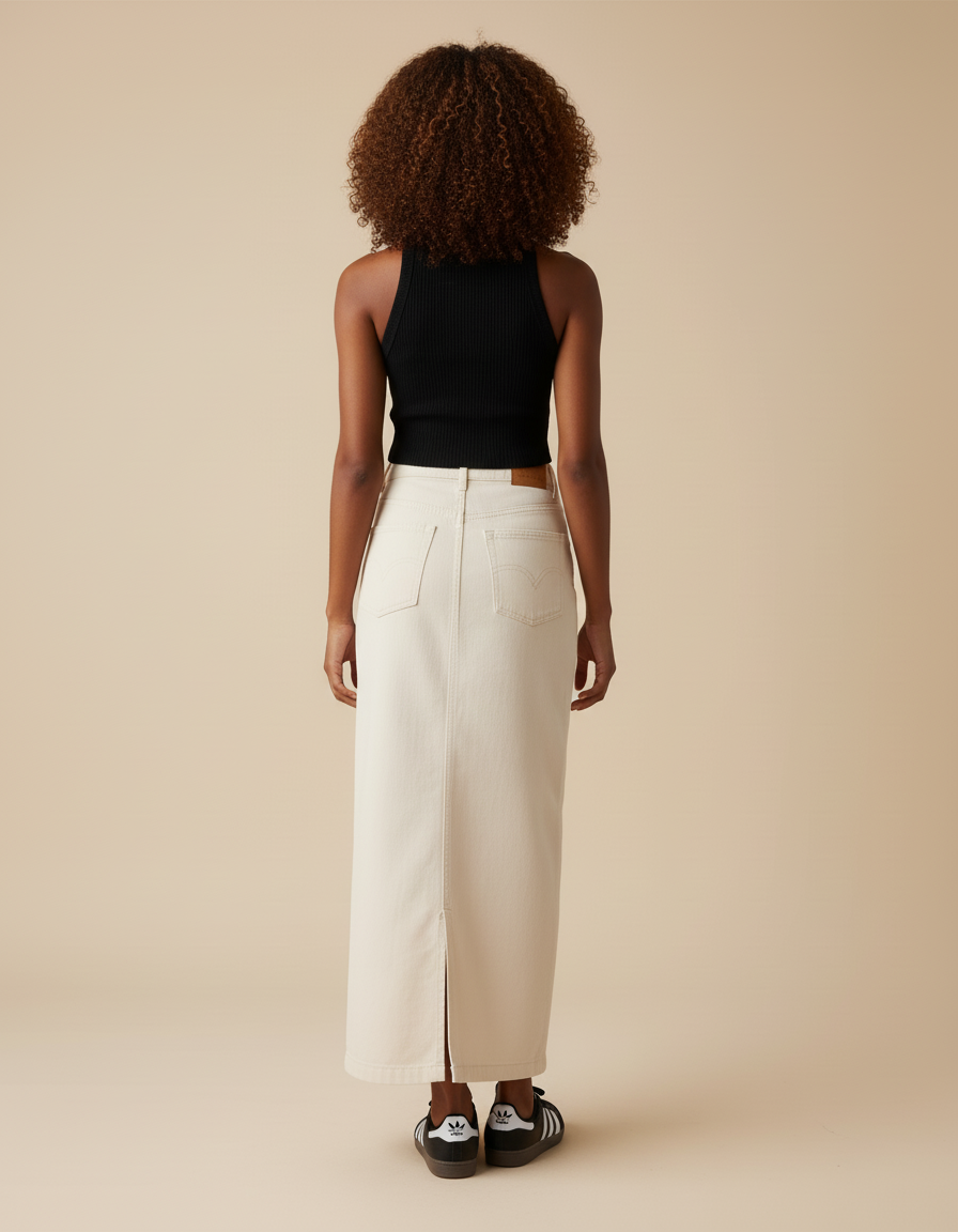 Jupe En Jean Longue Beige