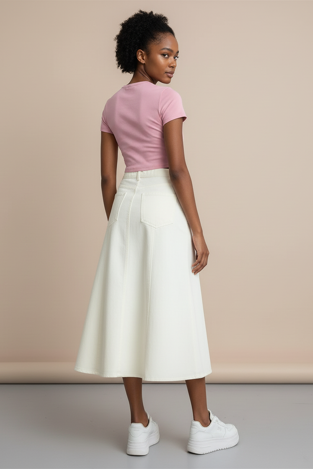 Jupe Longue En Jean Beige