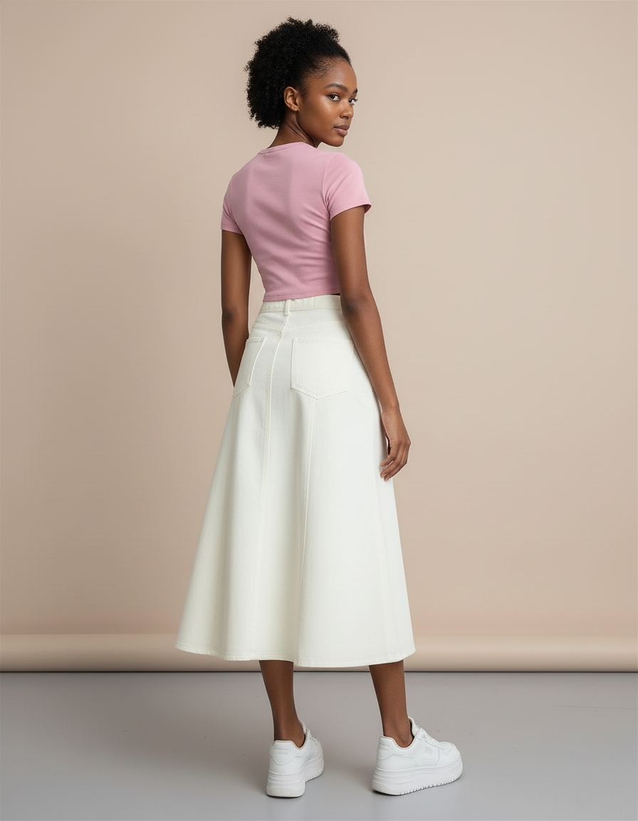 Jupe Longue En Jean Beige