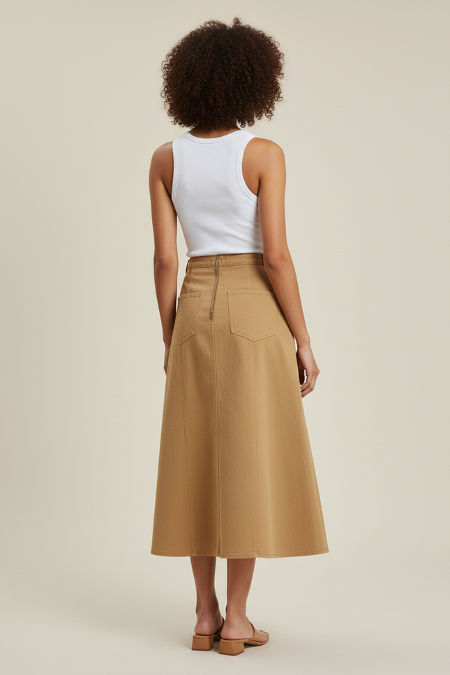 Jupe Jean Camel Effilochée Chic