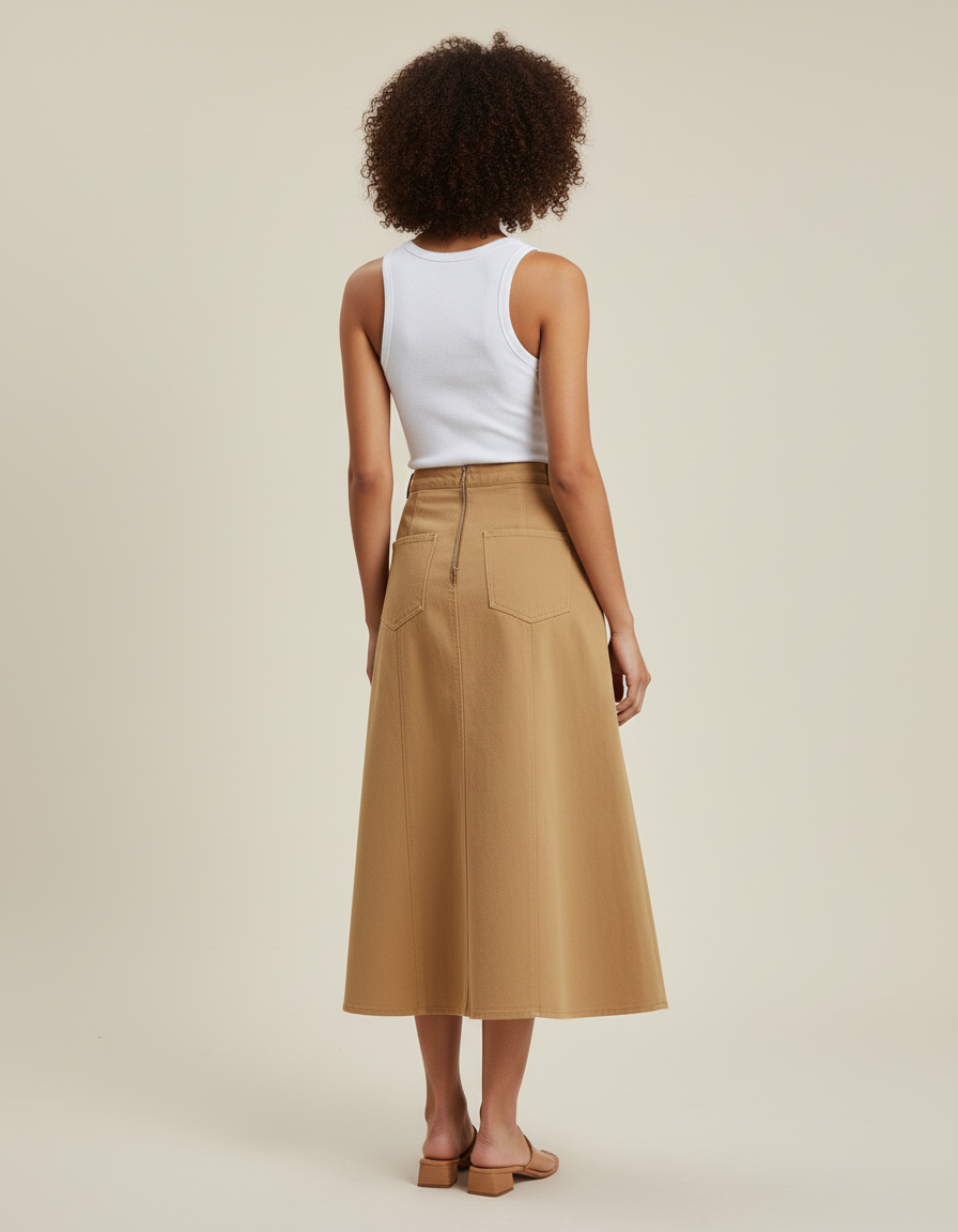 Jupe Jean Camel Effilochée Chic