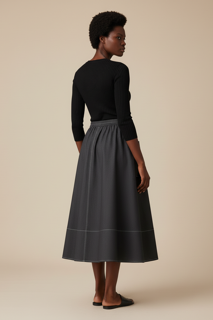 Jupe Jean Gris Foncé Évasée Chic