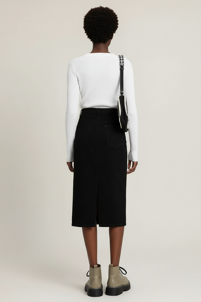 Jupe Jean Noire Fendue Chic