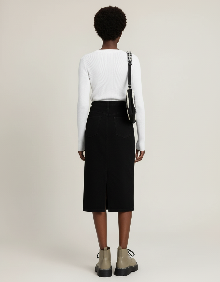 Jupe Jean Noire Fendue Chic