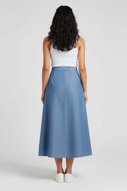 Jupe Jean Bleu Clair Boutonnée Décontractée