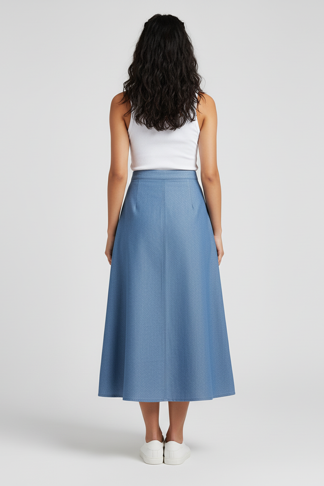 Jupe Jean Bleu Clair Boutonnée Décontractée