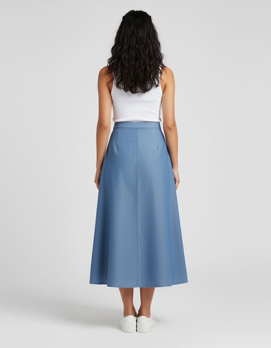 Jupe Jean Bleu Clair Boutonnée Décontractée