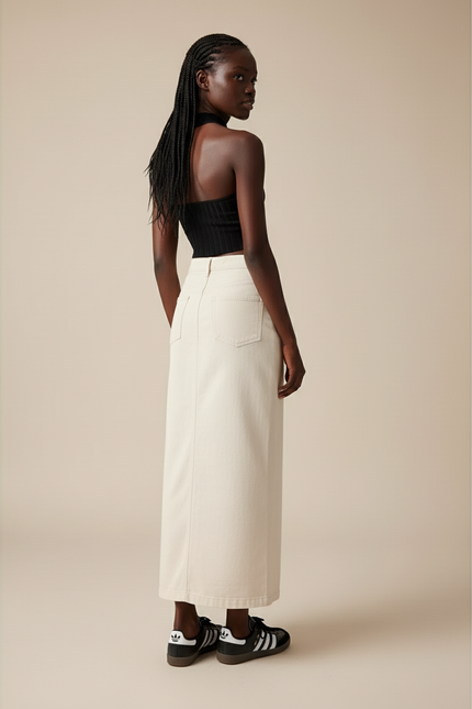 Jupe Jean Beige A-Line Chic