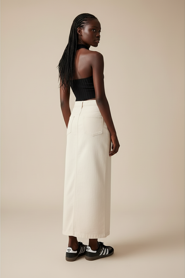 Jupe Jean Beige A-Line Chic