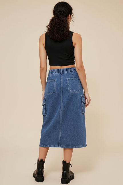 Jupe Jean Cargo Taille Haute Décontractée
