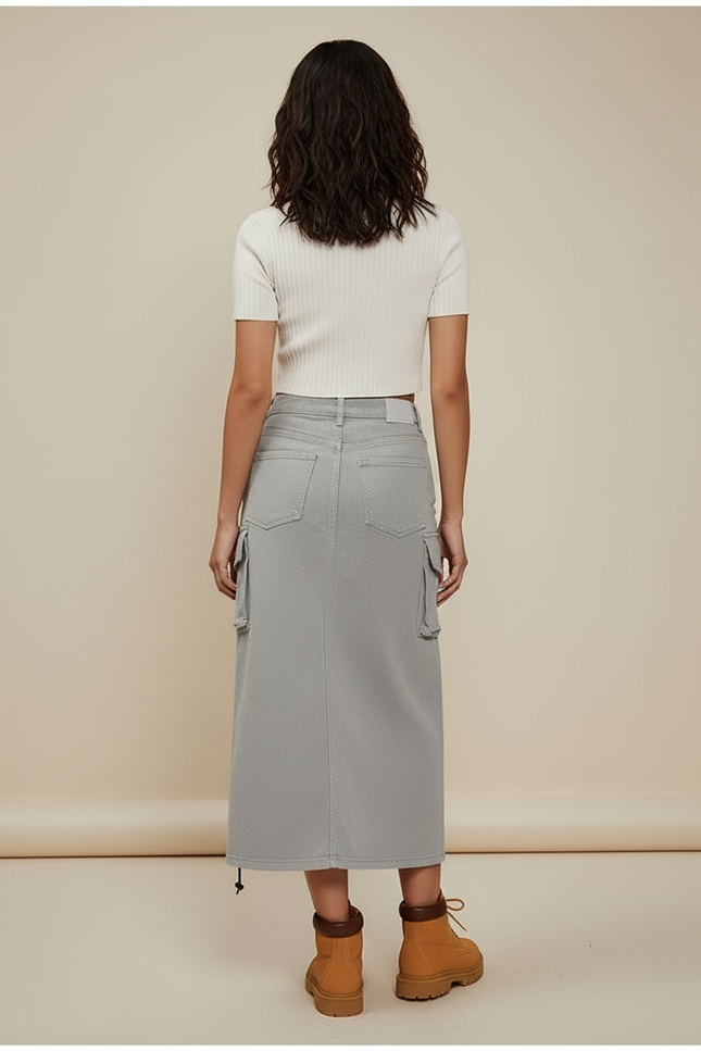 Jupe Jean Grise Cargo Décontractée