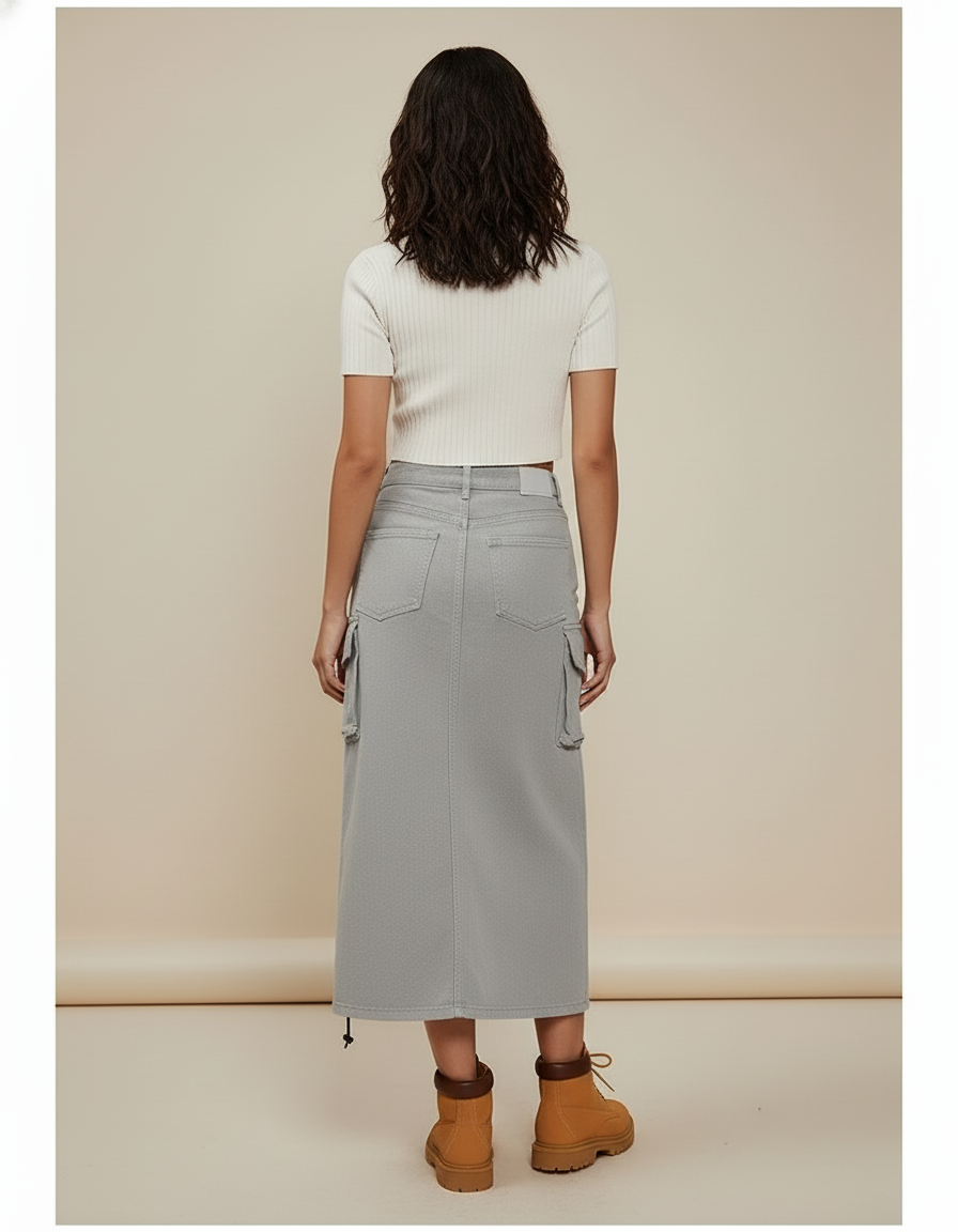 Jupe Jean Grise Cargo Décontractée