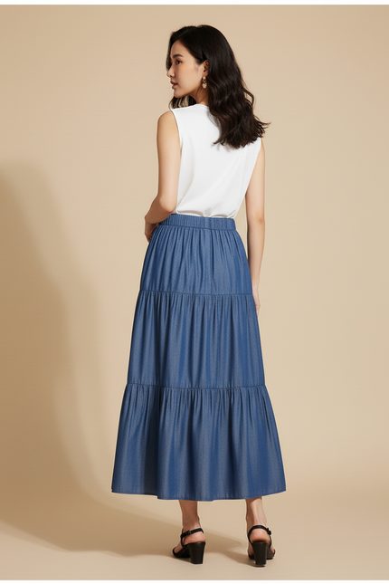 Jupe Longue En Jean Bleu