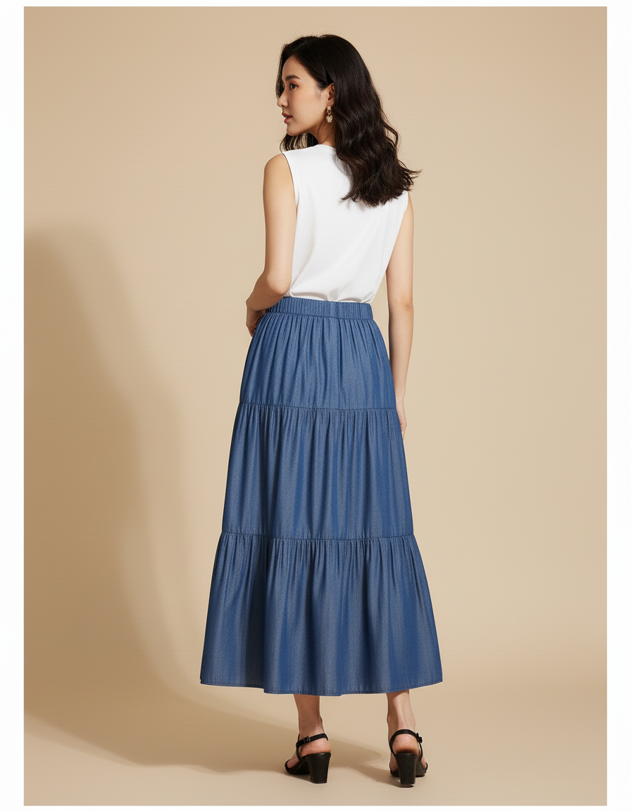 Jupe Longue En Jean Bleu