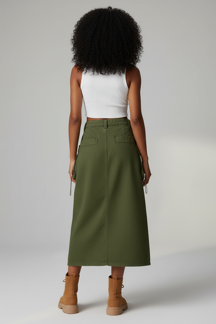 Jupe Jean Kaki Cargo Décontractée