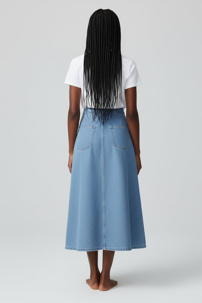 Jupe Jean Bleue Irrégulière Plissée