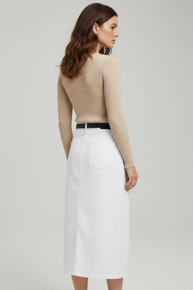 Jupe Jean Blanche Fendue Chic