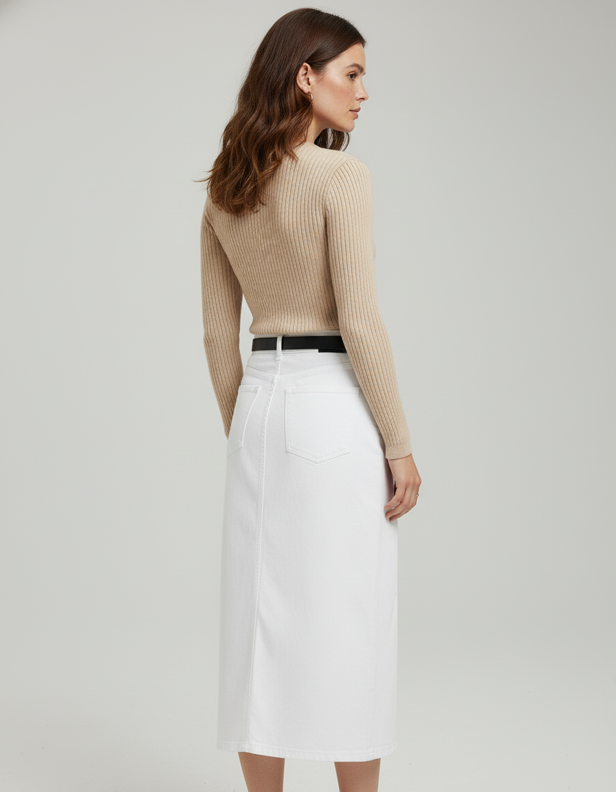 Jupe Jean Blanche Fendue Chic