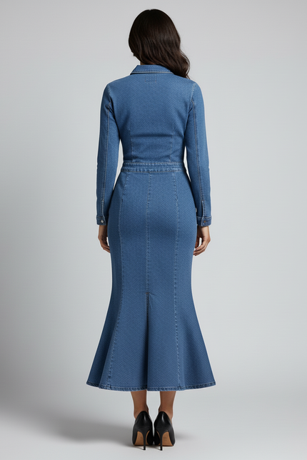 Jupe En Jean Longue Fendue Arriere