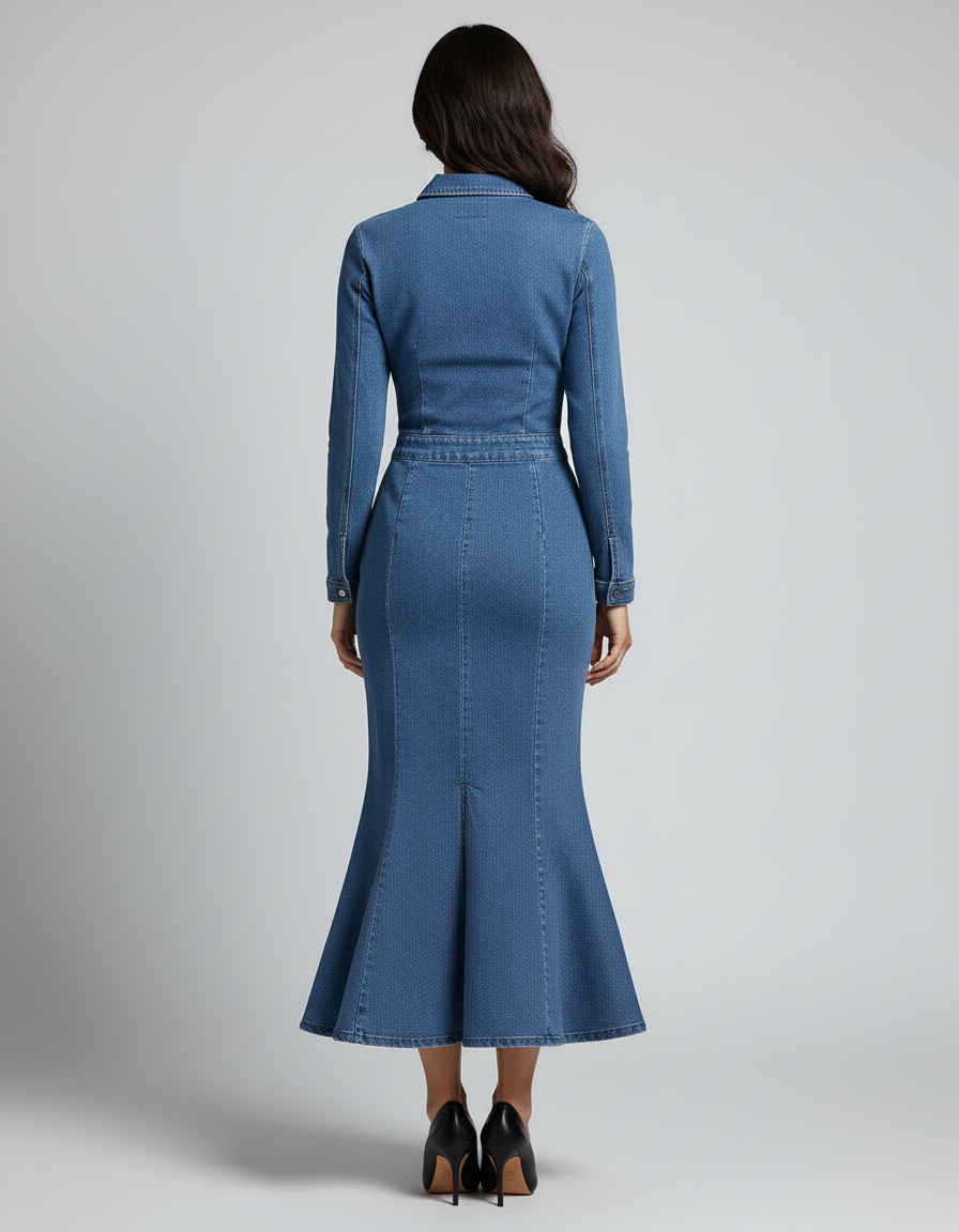 Jupe En Jean Longue Fendue Arriere