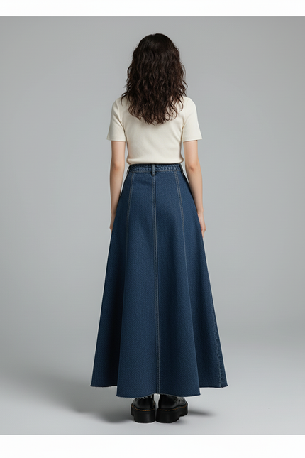 Jupe Jean Évasée Fendue Élégante