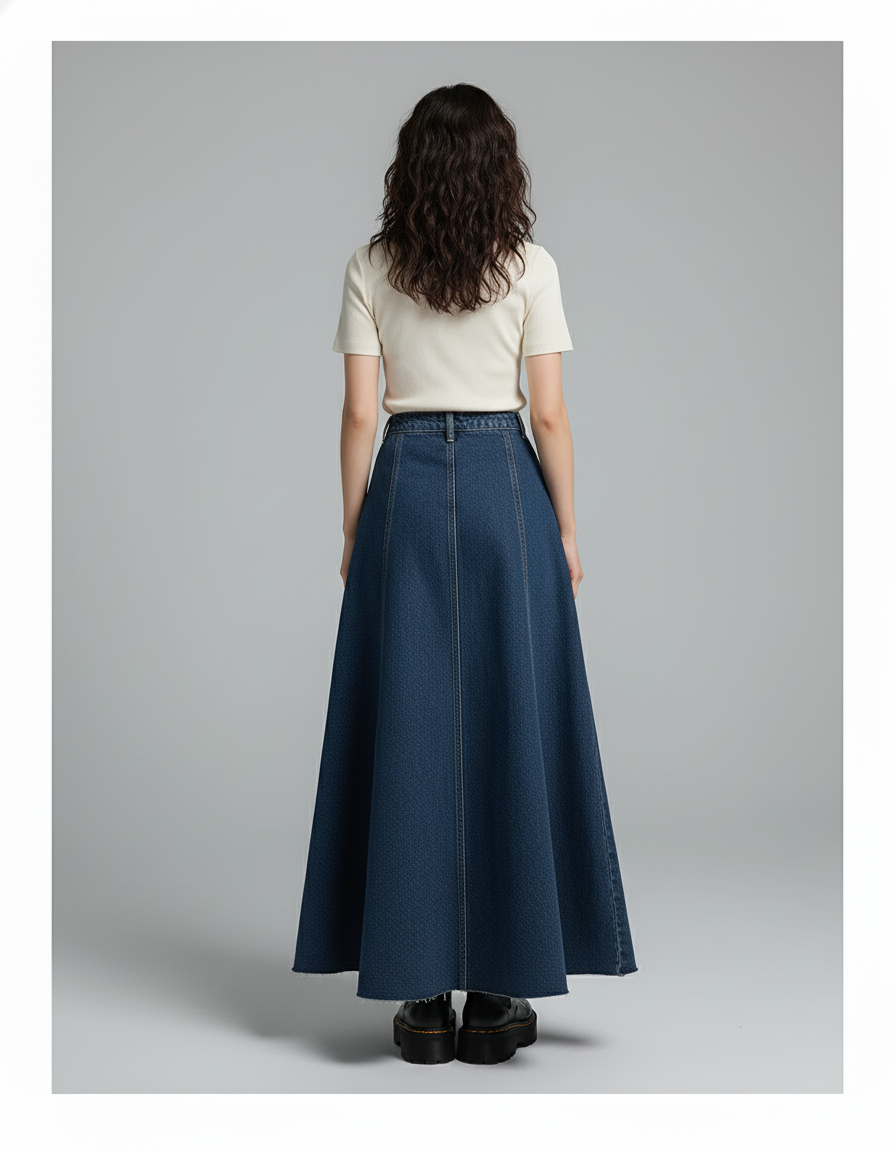 Jupe Jean Évasée Fendue Élégante