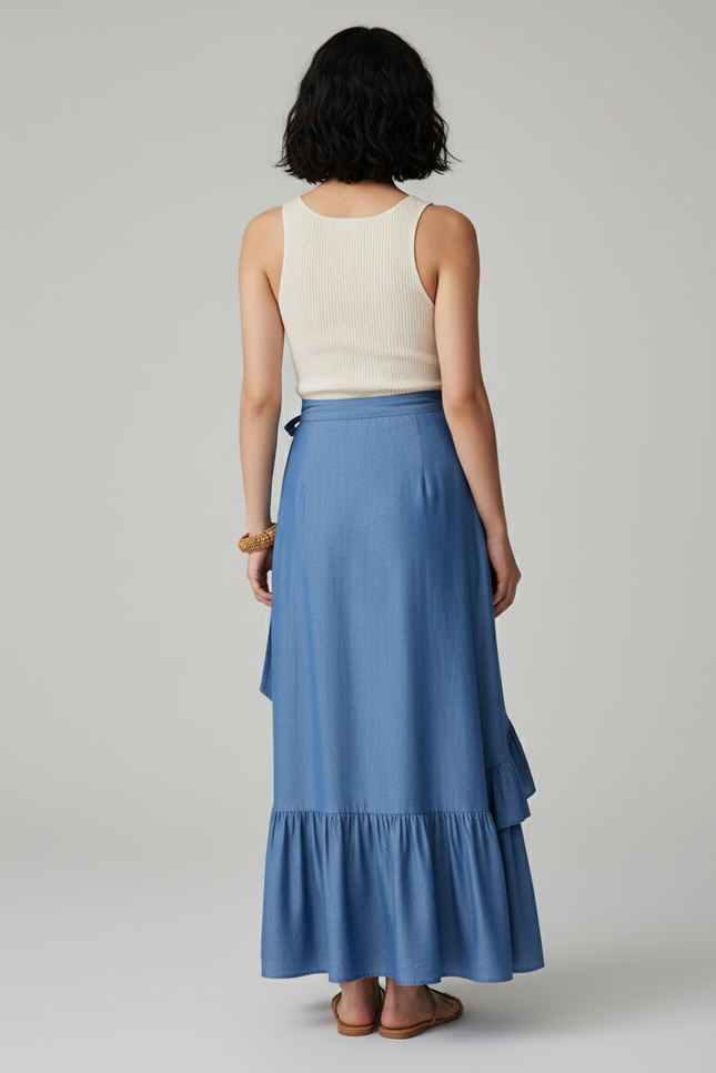 Jupe Jean Portefeuille Volants Fluide