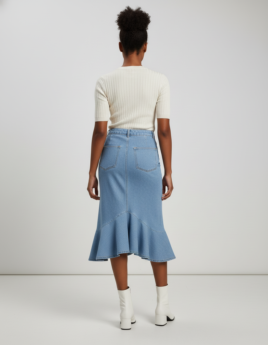 Jupe Jean Sirène Délavée Chic