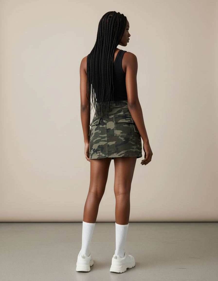Jupe Jean Camouflage Cargo Décontractée