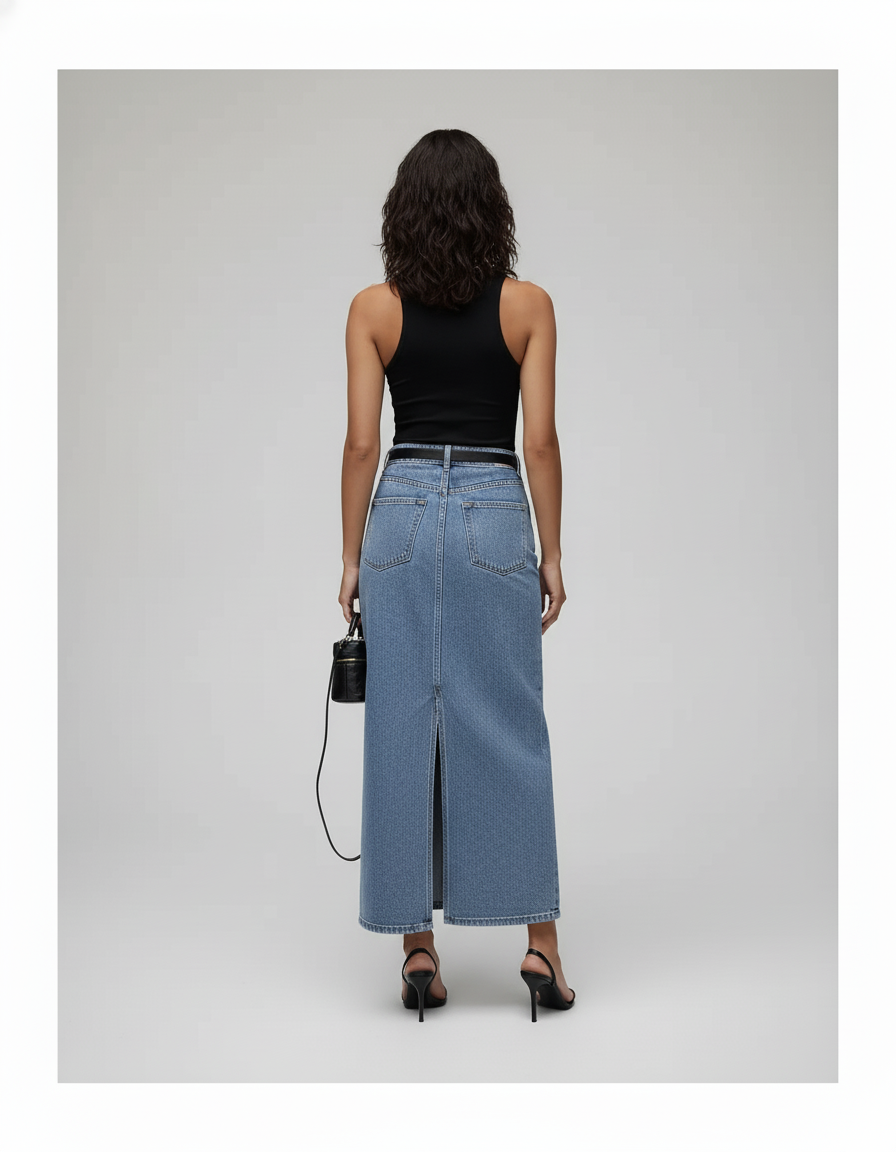 Jupe Jean Fendue Longue Y2K