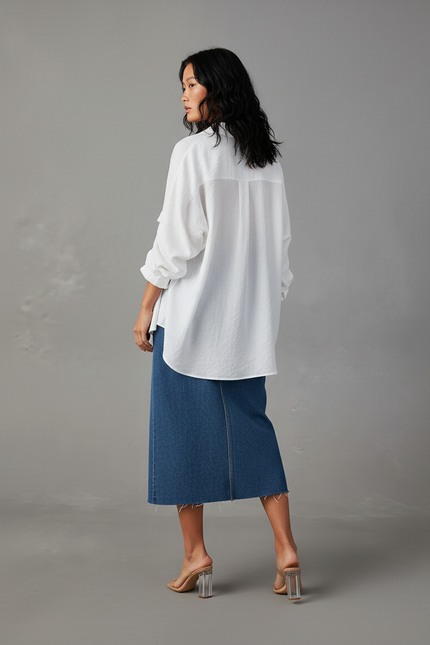 Jupe Jean Fendue Midi Chic Élancée