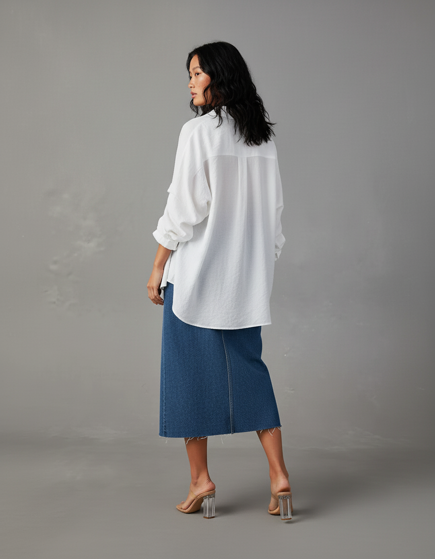 Jupe Jean Fendue Midi Chic Élancée