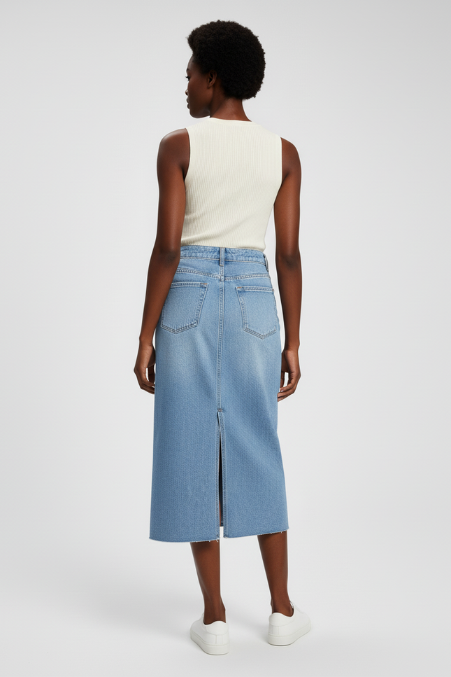 Jupe Jean Midi Fente Chic