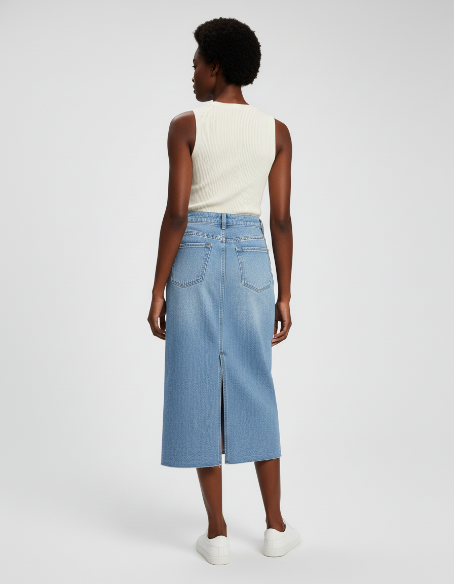 Jupe Jean Midi Fente Chic