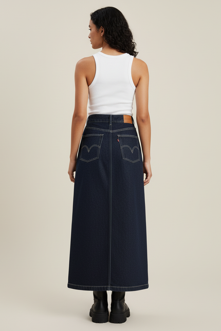 Jupe Jean Longue Taille Haute Décontractée