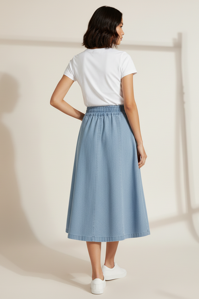 Jupe Jean Bleu Clair Taille Élastique Fluide