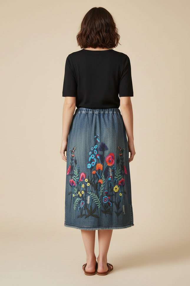 Jupe Mi Longue En Jeans