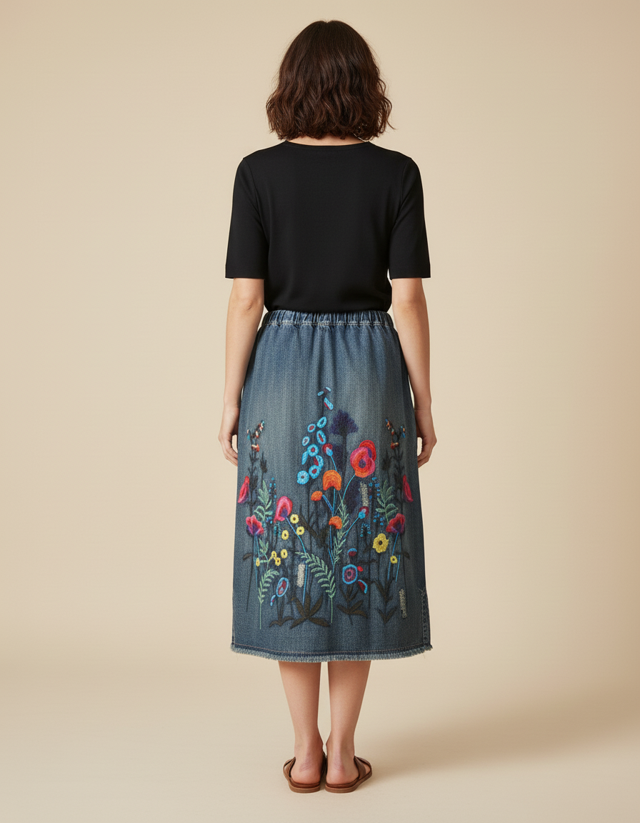 Jupe Mi Longue En Jeans