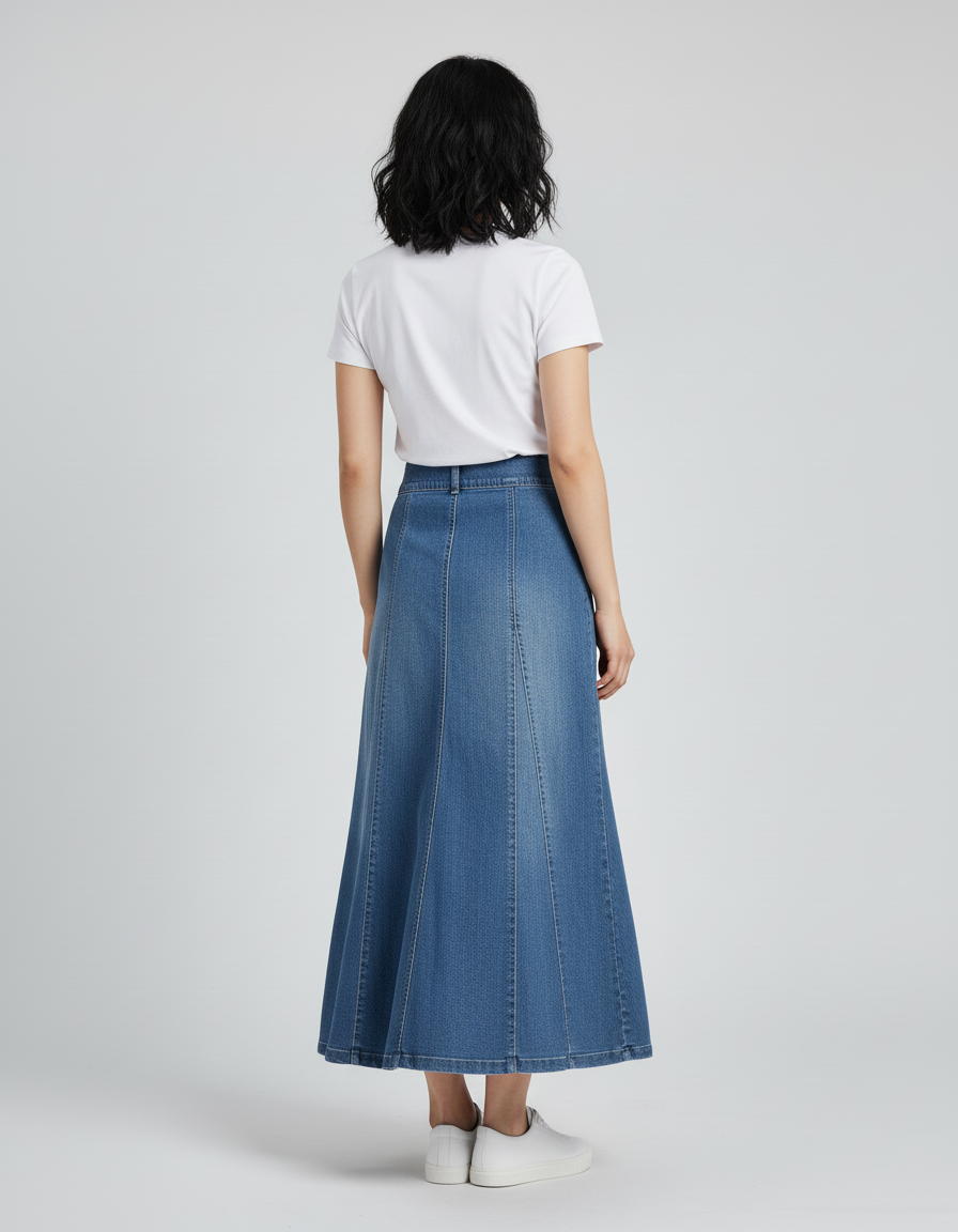 Jupe Jean Longue Évasée Chic
