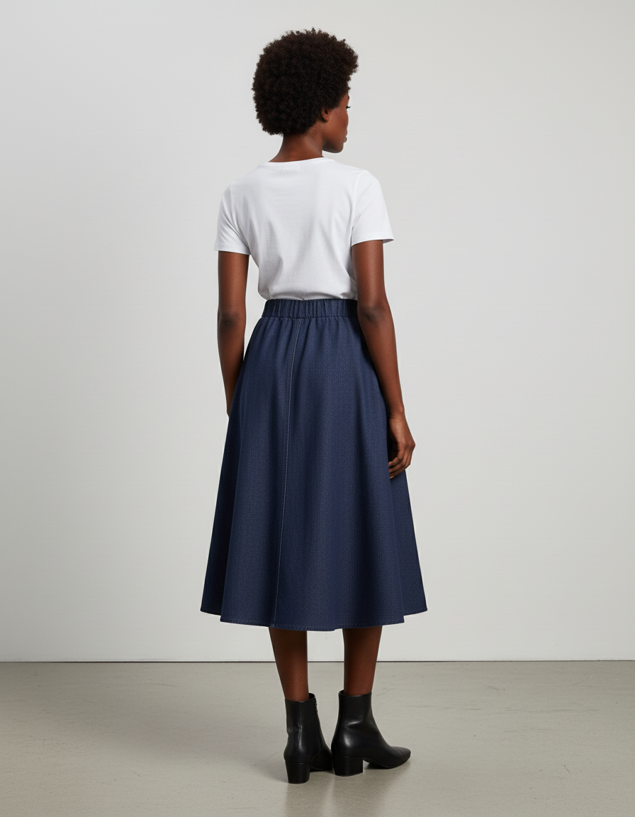 Jupe En Jean Avec Bouton Devant