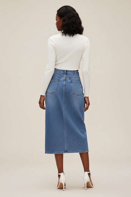 Jupe Jean Effilochée Fendue Chic