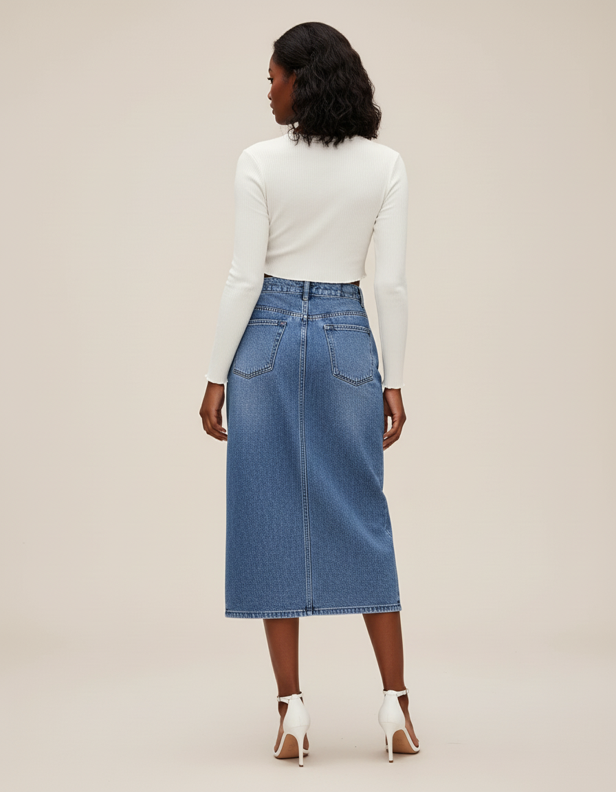 Jupe Jean Effilochée Fendue Chic