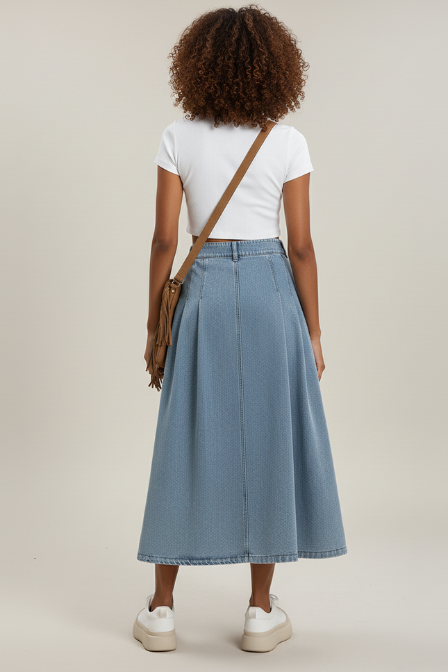 Jupe Jean Bleu Clair Plissée Rétro