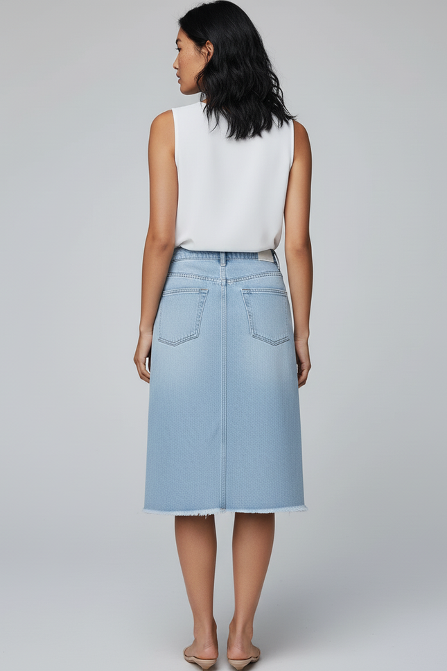 Jupe Jean Délavée Boutonnée Décontractée